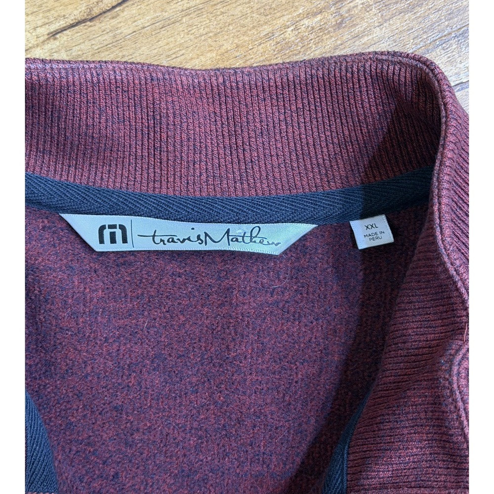 Men's Travis Mathew Sweater 1/4 Button Up Pullover Burgundy Size: 2XL - Picture 5 of 12